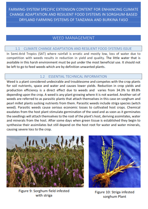 FARMING-SYSTEM SPECIFIC EXTENSION CONTENT FOR ENHANCING CLIMATE CHANGE (WEED MANAGEMENT)