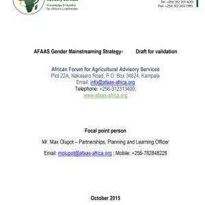 AFAAS Gender Mainstreaming Strategy October 2015_ Draft for Validation-1